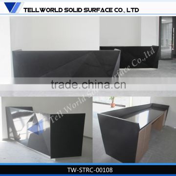 Impressive solid surface modern beauty salon black reception desk