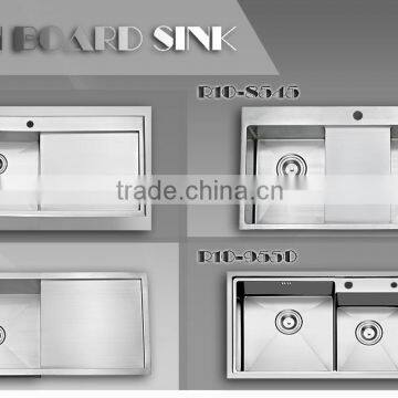 Stainless Steel Single Bowl Handmade Kitchen Sink With Drain Board/with Tray 9645-4 photo-3