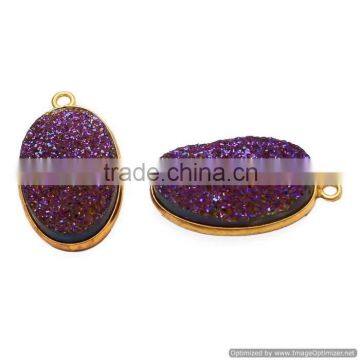 The Gopali Jewellers Natural Purple Druzy Bezel Oval Shape Connector