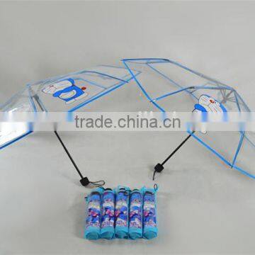 Cartoon Transparent 3 Folding Clear Umbrella