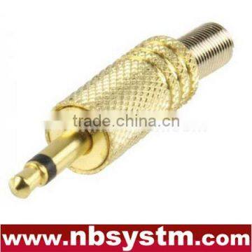 Gold 3.5mm mono plug metal with spring