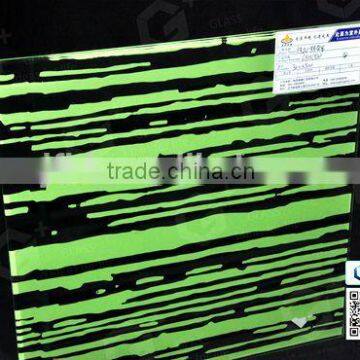 Green lines style ceramic silkscreen glass, color glazed glass, tempered glass