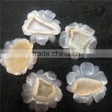 Natural Agate Geode Slices Crystal Artificial Flower Figurine