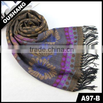 A97-B Lady's Comfortable Tassels Polyester Febric Scarf