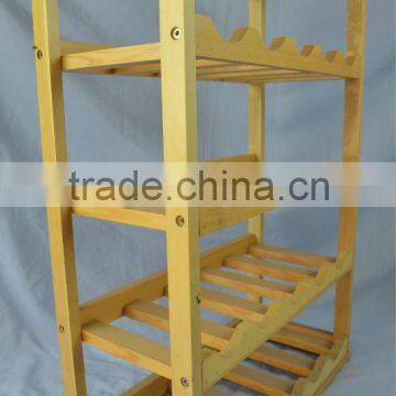 4-layer wooden wine shelf