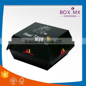 Latest New Style Handmade High Quality Black Square Cute Burger Box