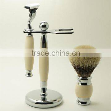 Custom Logo Beard Brushes Pure Badger Hair Knots Men Shaving Set