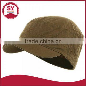 Flap top squared shape military cap with sharp curved bill