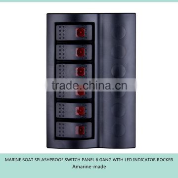 MARINE BOAT SPLASHPROOF SWITCH PANEL 6 GANG WITH LED INDICATOR ROCKER