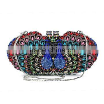 New Peacock Cluth Bag Animal Lover Double Crystal Party Stone Evening Clutch (88167A-C) photo-3