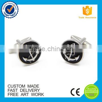 3D Cheap metal black anchor custom fashion men cufflinks