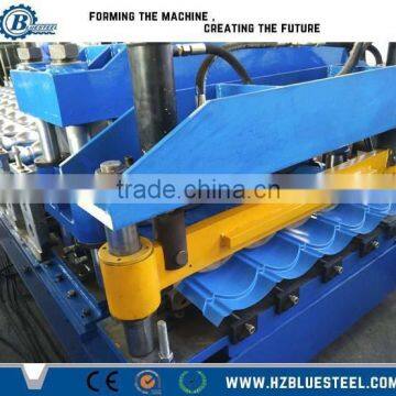 Color Coated Step Roof Tile Sheet Metal Sheet Roll Forming Machine, Glazed Roof Tile Forming Machine