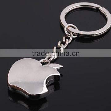 Sparkly Finished Apple Charm Coin Circle Alloy Metal Keychain Fashion Keyring For Unisex