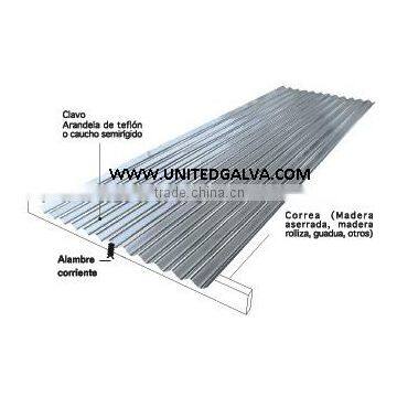 Galvanizado Por Inmersion en Caliente Hojas Acanaladas 0.12mm 0.14mm 0.16mm 0.18mm