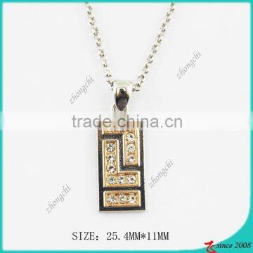 Fashion zinc alloy metal square pendant necklace