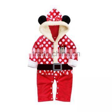 high quality dot long sleeve velvet baby girls romper christmas outfits for sale