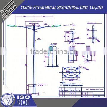 High quality galvanized outdoor lamp pole frp base-gavalnized steel arm