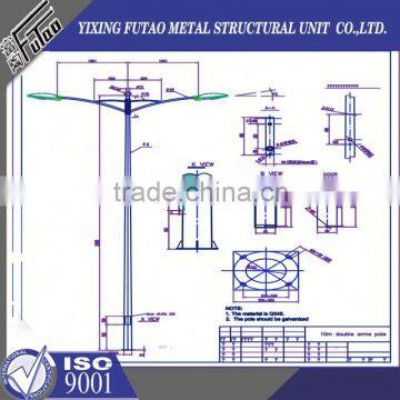 High Quality Galvanized Outdoor Lamp Pole Frp Base-gavalnized Steel Arm