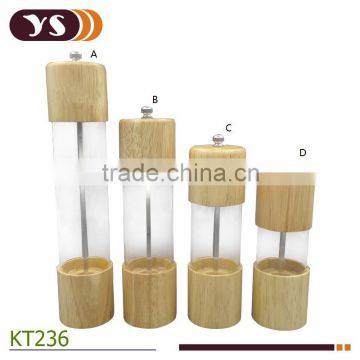 different size pepper grinder wooden glass