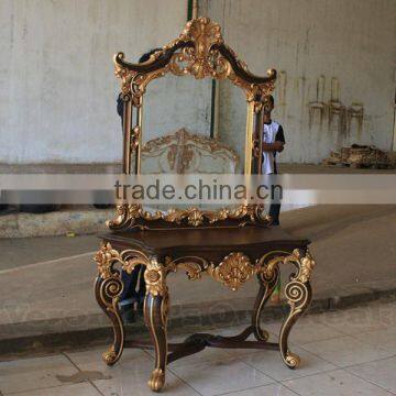 Antique Custom Designs Mahogany Console Table With Mirror