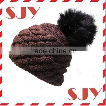 Solid Custom Knitted POM POM Beanie Skull Cap Hat