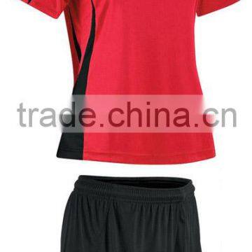 Red Black and White Color Soccer Women Uniforms