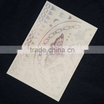 Silver Foil Printing Body Temporary Tattoo