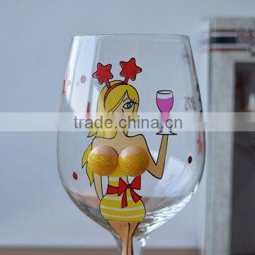 3D Transparent Beautiful Lady Shape Handmade Christmas Goblet Wine Glass photo-4