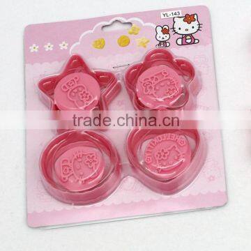 4-pcs cat heart round star shape cookie stamp baking mould tool