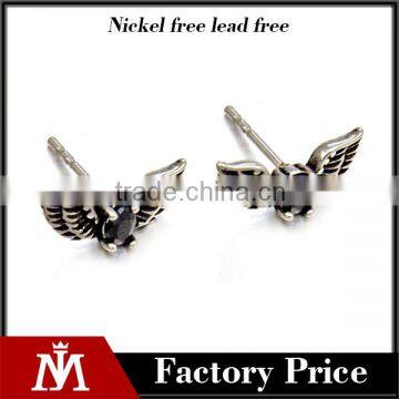 Simple Design Mens Stainless Steel Eagle Stud Earring Silver Casting Jewelry