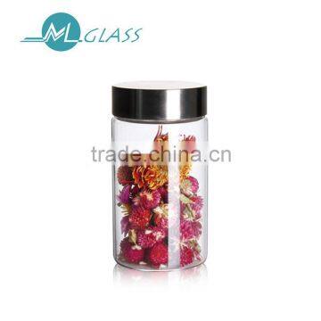 wholesale 450ml glass jar storage jar with stainless steel lid handmade heat resistant glassware N6222