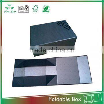 luxury black paper foldable box, foldable gift box supplier