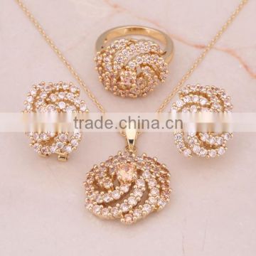 Alibaba wholesale new arrival fashion gold plated indian jewelry sets with cz stone