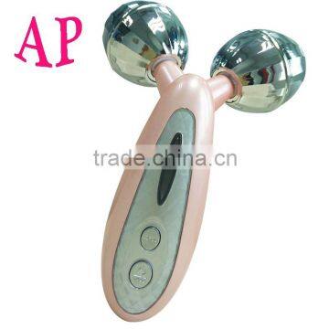 2016 factory price EMS power 3D/4D massage roller, 4D Y- Shape Face Roller 2 balls vibration face massage