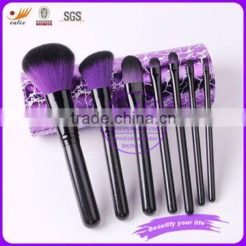 beautiful 7Pcs Travel Makeup Brush 7Pcs Set with Purple cylinder