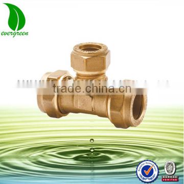 Brass Compression Fitting Reducing Tee Union