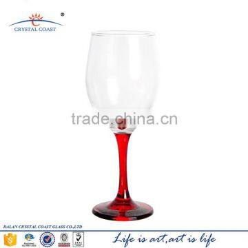 cheap high quality red colored wine decorative glass goblet