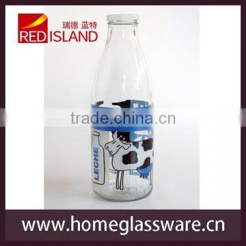 1000ML Printed Glass Milk Bottle photo-3