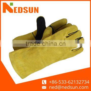 Durable welding labour split leather glove for workers