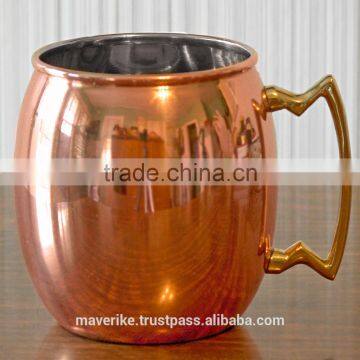 16 oz Solid Copper Moscow Mule Mug /Copper Moscow Mule Mugs With Riveted Handle photo-3
