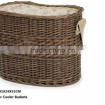 Brown wicker cooler baskets For sales