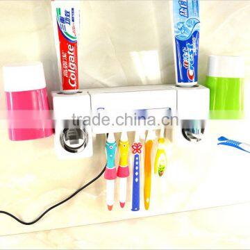 New Arrival Automatic Dual Toothpaste Holder Wall Mount UV Light Toothbrush Sterilizer Set For Wholesale