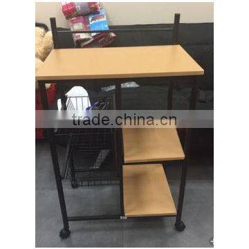 Metal Microwave Serving Cart With 3 Tier Kitchen Storage photo-2