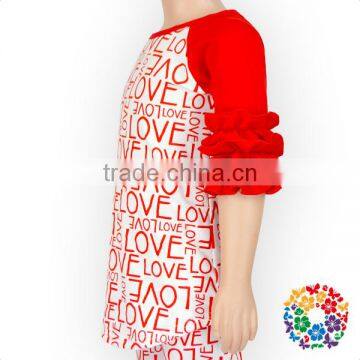 Hot Selling Love Words Ruffle Raglan Shirt 3/4 Sleeve Valentines Clothing Custom T Shirt Printing photo-5