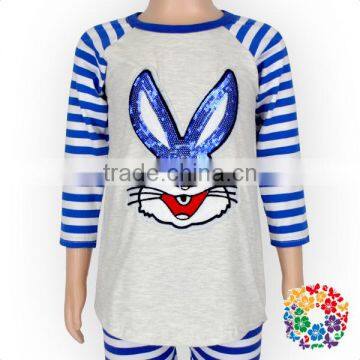 Easter Bunny Embroidery Sequin Kids Tshirts Fashion New Pattern Long Sleeve Easter Kids Raglan Shirts photo-2