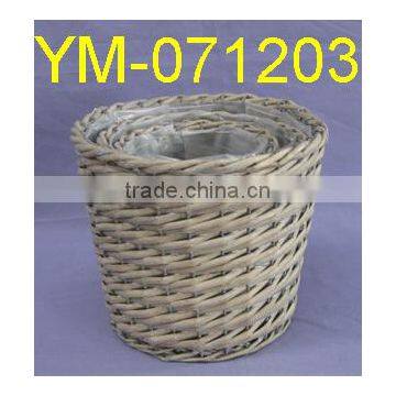 Grey Color Round Wicker Planter