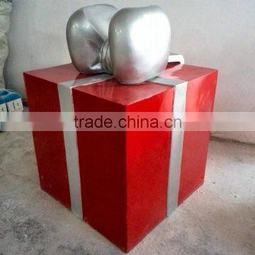 Big fiberglass gift-box for outdoor decoration