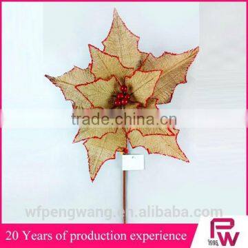 Cheap Price Linen Poinsettia Christmas Decorations photo-4