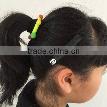 Best Selling Products Simple Polyester Hair Scrunchie Wool Felt Hair Elastic With Two Pompon for Girls Hair Accessories Boutique photo-4