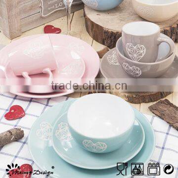 China Ceramic Diamond Heart Emboss Dinnerware Set photo-5